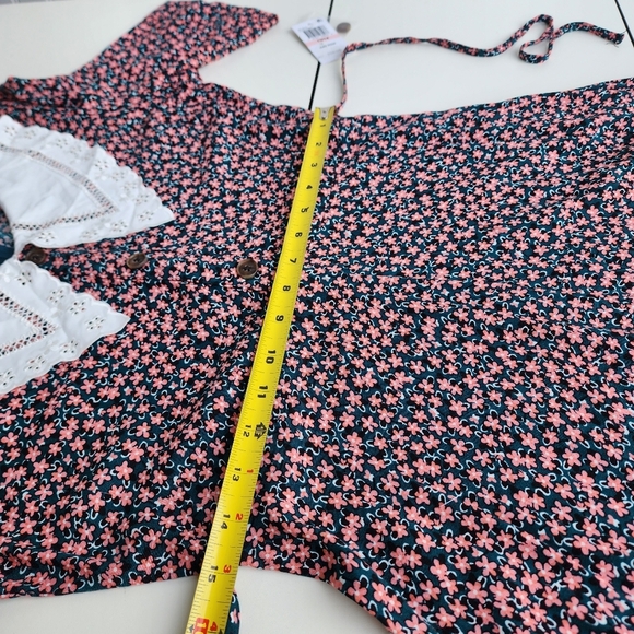 NWT $60 B DARLIN Womens Pink Black Crochet-trim Collar Mini Dress 13/14 - Picture 14 of 16